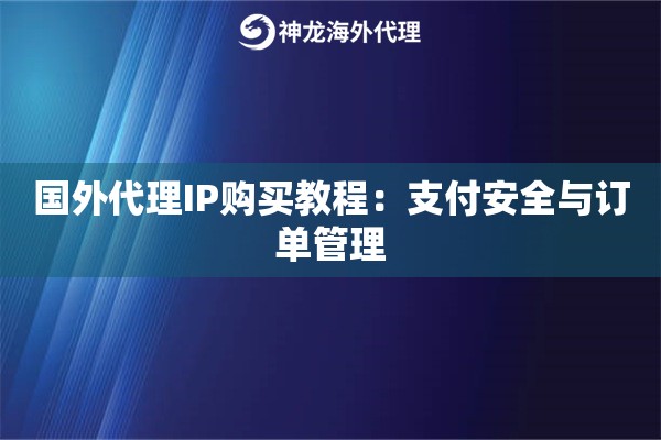国外代理IP购买教程：支付安全与订单管理