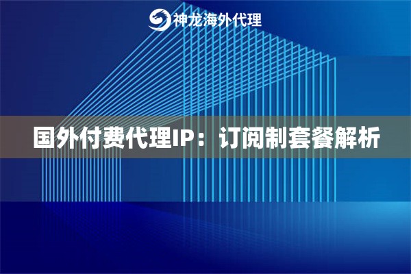 国外付费代理IP：订阅制套餐解析