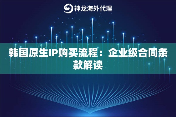 韩国原生IP购买流程：企业级合同条款解读