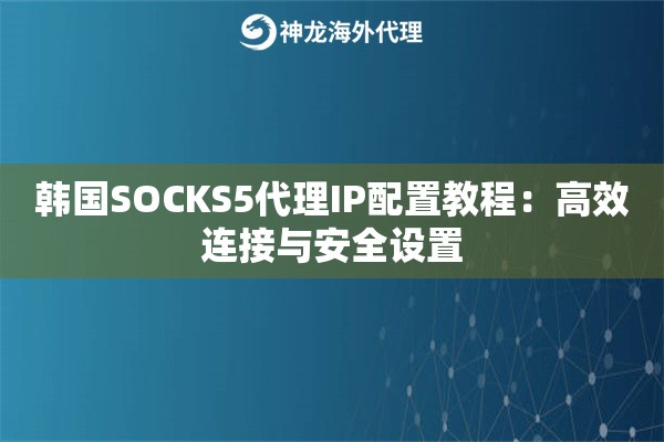 韩国SOCKS5代理IP配置教程：高效连接与安全设置