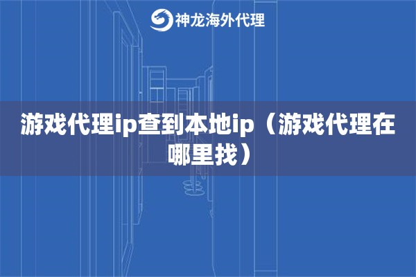 游戏代理ip查到本地ip（游戏代理在哪里找）