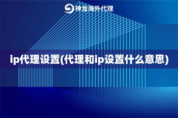 ip代理设置(代理和ip设置什么意思)
