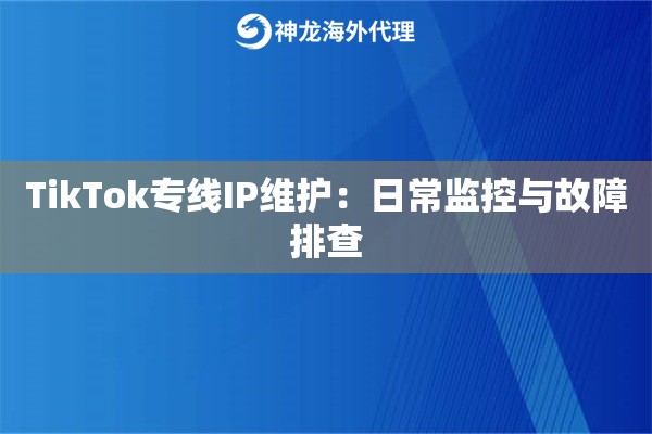 TikTok专线IP维护：日常监控与故障排查
