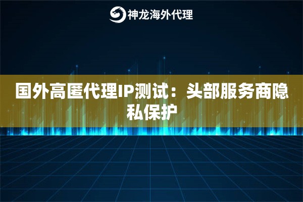 国外高匿代理IP测试：头部服务商隐私保护