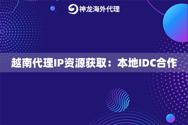 越南代理IP资源获取：本地IDC合作