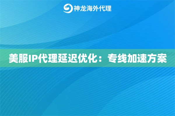 美服IP代理延迟优化：专线加速方案