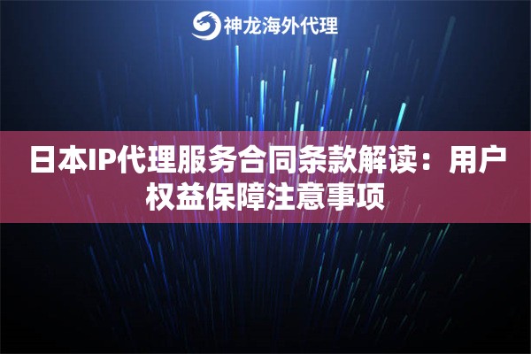 日本IP代理服务合同条款解读：用户权益保障注意事项