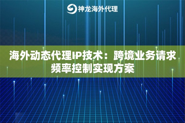 海外动态代理IP技术：跨境业务请求频率控制实现方案