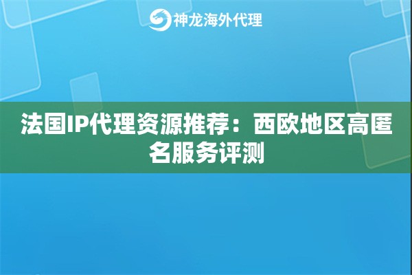 法国IP代理资源推荐：西欧地区高匿名服务评测