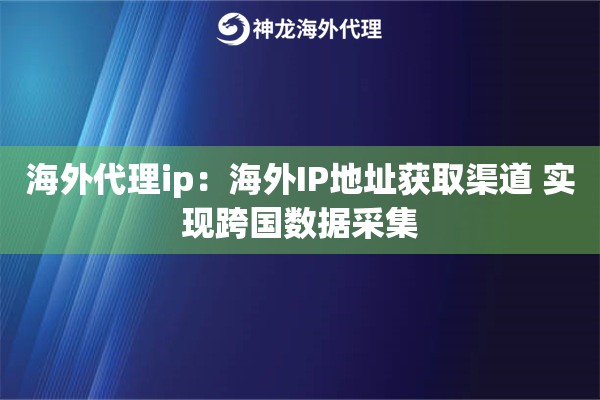 海外代理ip：海外IP地址获取渠道 实现跨国数据采集