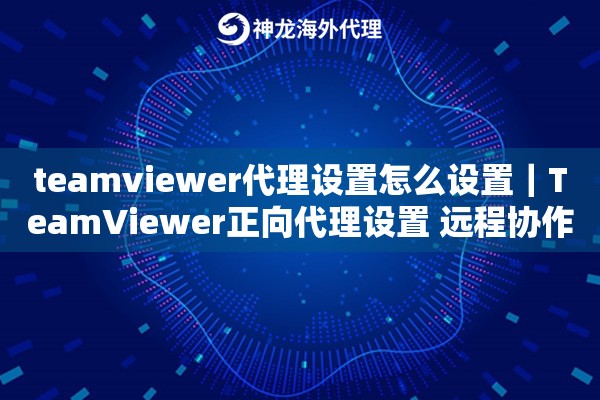 teamviewer代理设置怎么设置｜TeamViewer正向代理设置 远程协作方案