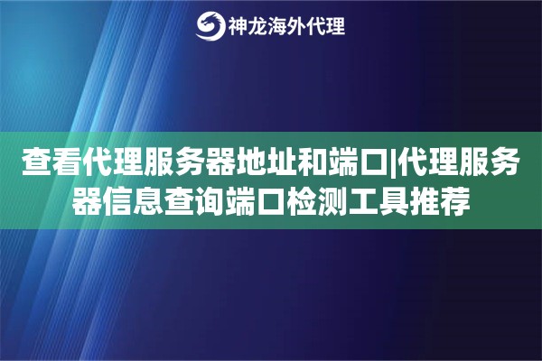 查看代理服务器地址和端口|代理服务器信息查询端口检测工具推荐