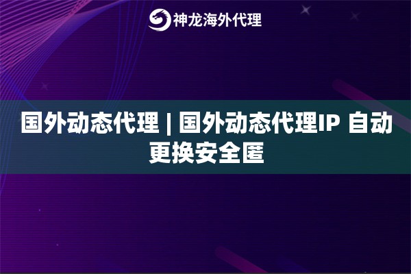 国外动态代理 | 国外动态代理IP 自动更换安全匿
