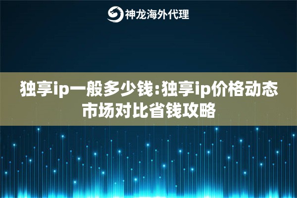独享ip一般多少钱:独享ip价格动态市场对比省钱攻略