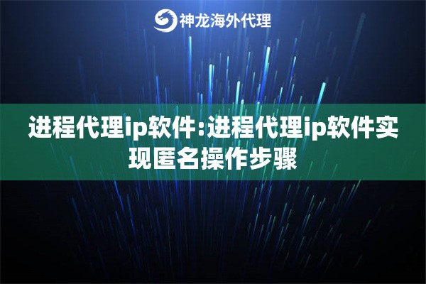 进程代理ip软件:进程代理ip软件实现匿名操作步骤
