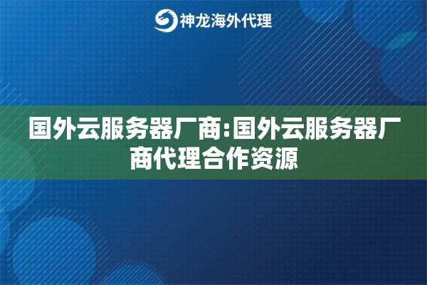 国外云服务器厂商:国外云服务器厂商代理合作资源