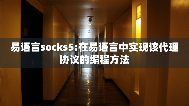 易语言socks5:在易语言中实现该代理协议的编程方法