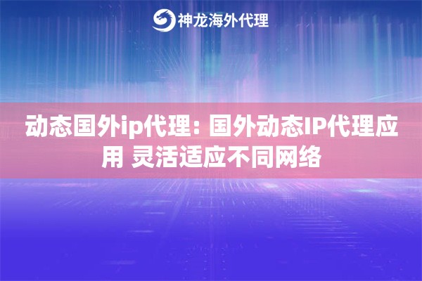 动态国外ip代理: 国外动态IP代理应用 灵活适应不同网络