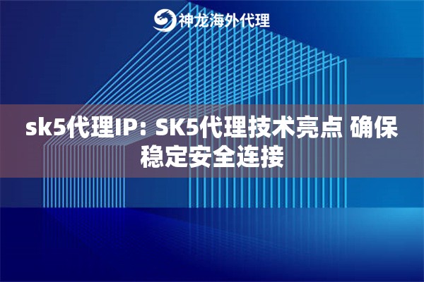 sk5代理IP: SK5代理技术亮点 确保稳定安全连接
