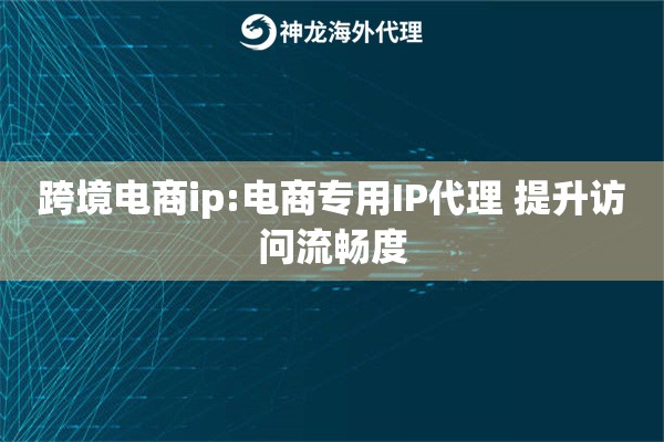 跨境电商ip:电商专用IP代理 提升访问流畅度