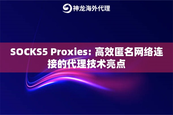 SOCKS5 Proxies: 高效匿名网络连接的代理技术亮点