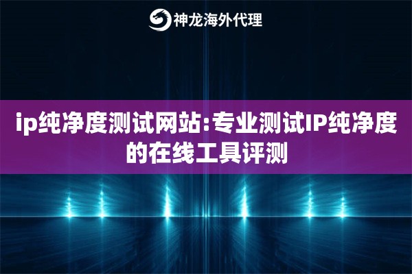 ip纯净度测试网站:专业测试IP纯净度的在线工具评测