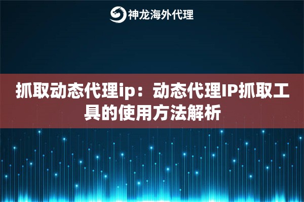 抓取动态代理ip：动态代理IP抓取工具的使用方法解析