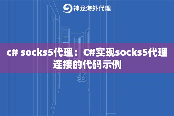 c# socks5代理：C#实现socks5代理连接的代码示例
