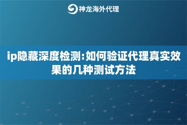ip隐藏深度检测:如何验证代理真实效果的几种测试方法