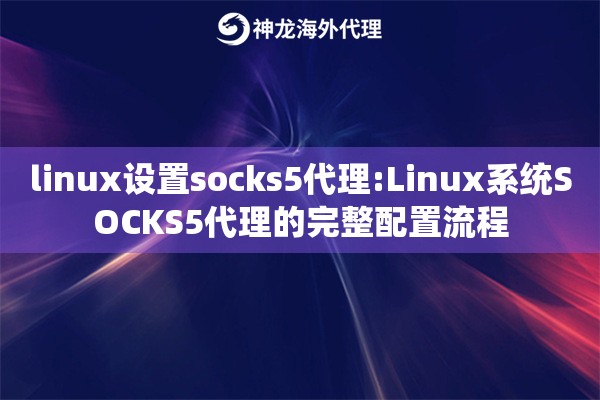 linux设置socks5代理:Linux系统SOCKS5代理的完整配置流程