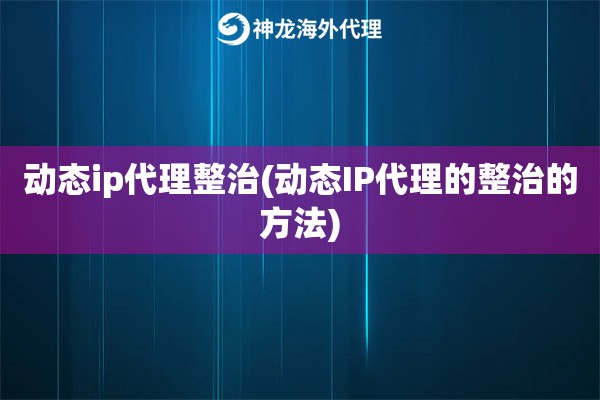 动态ip代理整治(动态IP代理的整治的方法)