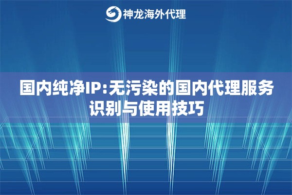 国内纯净IP:无污染的国内代理服务识别与使用技巧