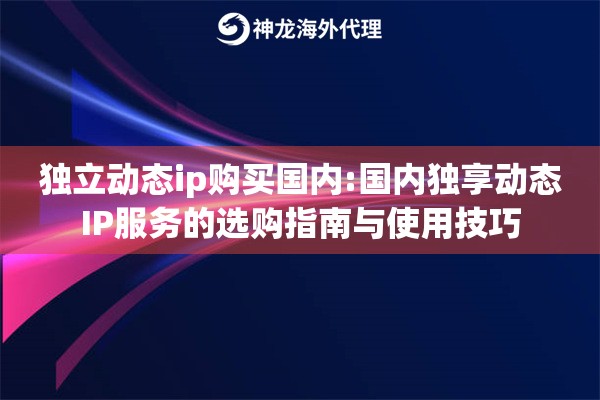 独立动态ip购买国内:国内独享动态IP服务的选购指南与使用技巧