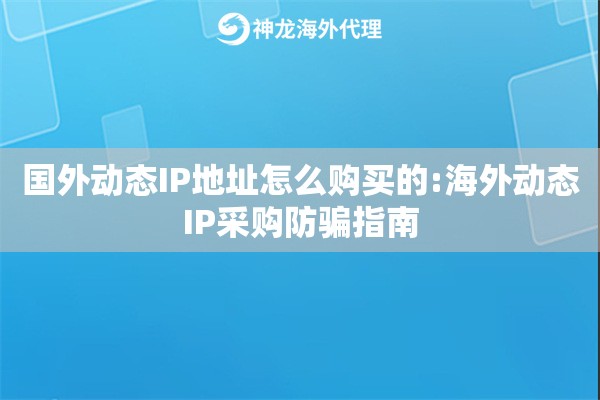 国外动态IP地址怎么购买的:海外动态IP采购防骗指南