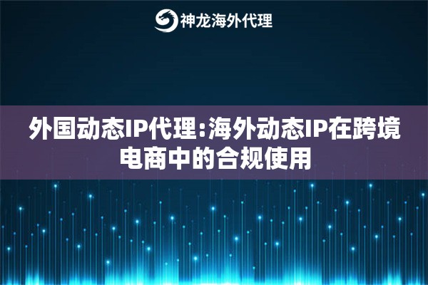 外国动态IP代理:海外动态IP在跨境电商中的合规使用
