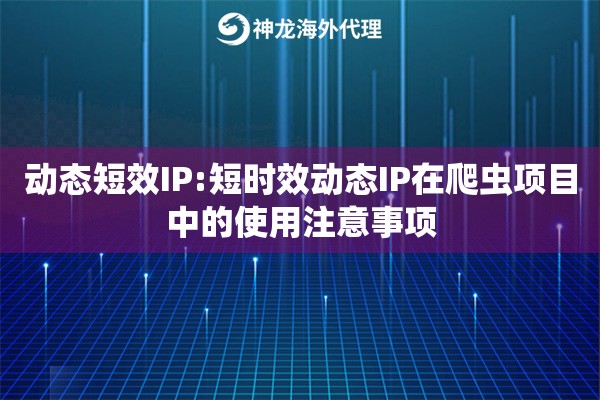动态短效IP:短时效动态IP在爬虫项目中的使用注意事项