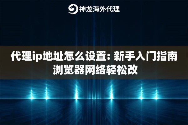 代理ip地址怎么设置: 新手入门指南 浏览器网络轻松改
