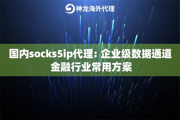 国内socks5ip代理: 企业级数据通道 金融行业常用方案