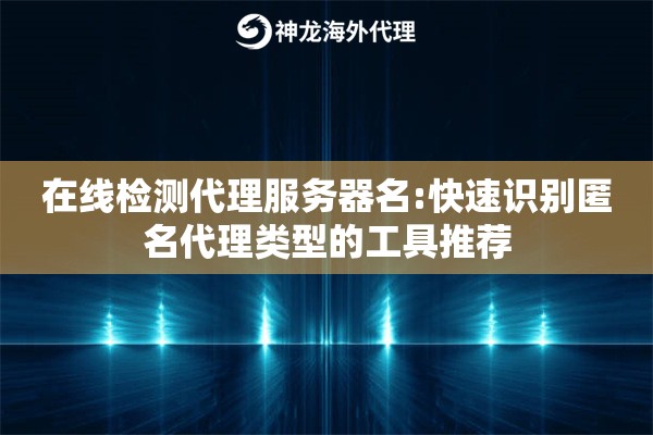 在线检测代理服务器名:快速识别匿名代理类型的工具推荐
