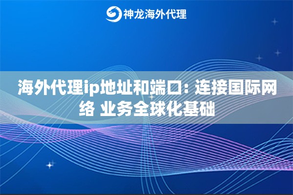 海外代理ip地址和端口: 连接国际网络 业务全球化基础