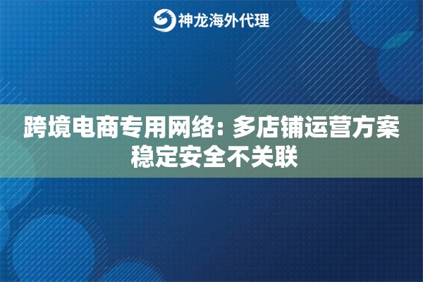 跨境电商专用网络: 多店铺运营方案 稳定安全不关联