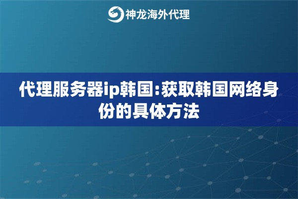 代理服务器ip韩国:获取韩国网络身份的具体方法