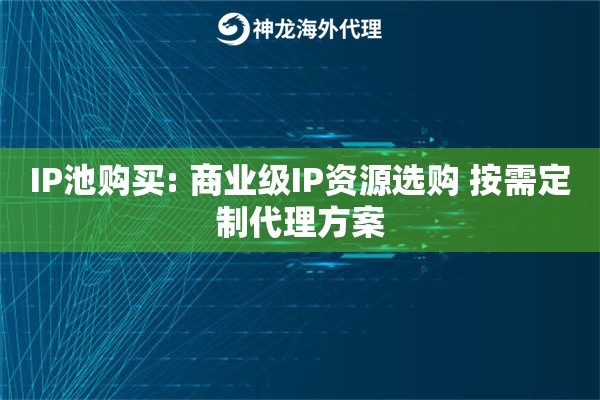 IP池购买: 商业级IP资源选购 按需定制代理方案