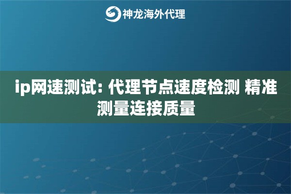ip网速测试: 代理节点速度检测 精准测量连接质量