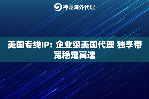 美国专线IP: 企业级美国代理 独享带宽稳定高速