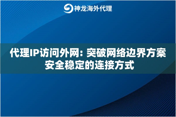 代理IP访问外网: 突破网络边界方案 安全稳定的连接方式