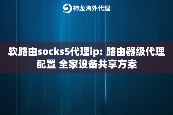 软路由socks5代理ip: 路由器级代理配置 全家设备共享方案