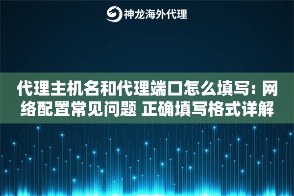 代理主机名和代理端口怎么填写: 网络配置常见问题 正确填写格式详解