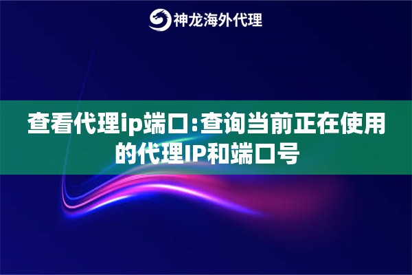 查看代理ip端口:查询当前正在使用的代理IP和端口号