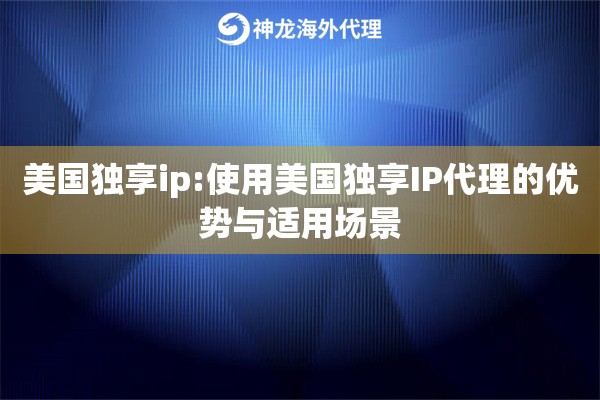 美国独享ip:使用美国独享IP代理的优势与适用场景